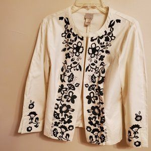 Sigrid Olsen Open Jacket Black / Off White Size Medium Vintage 2003